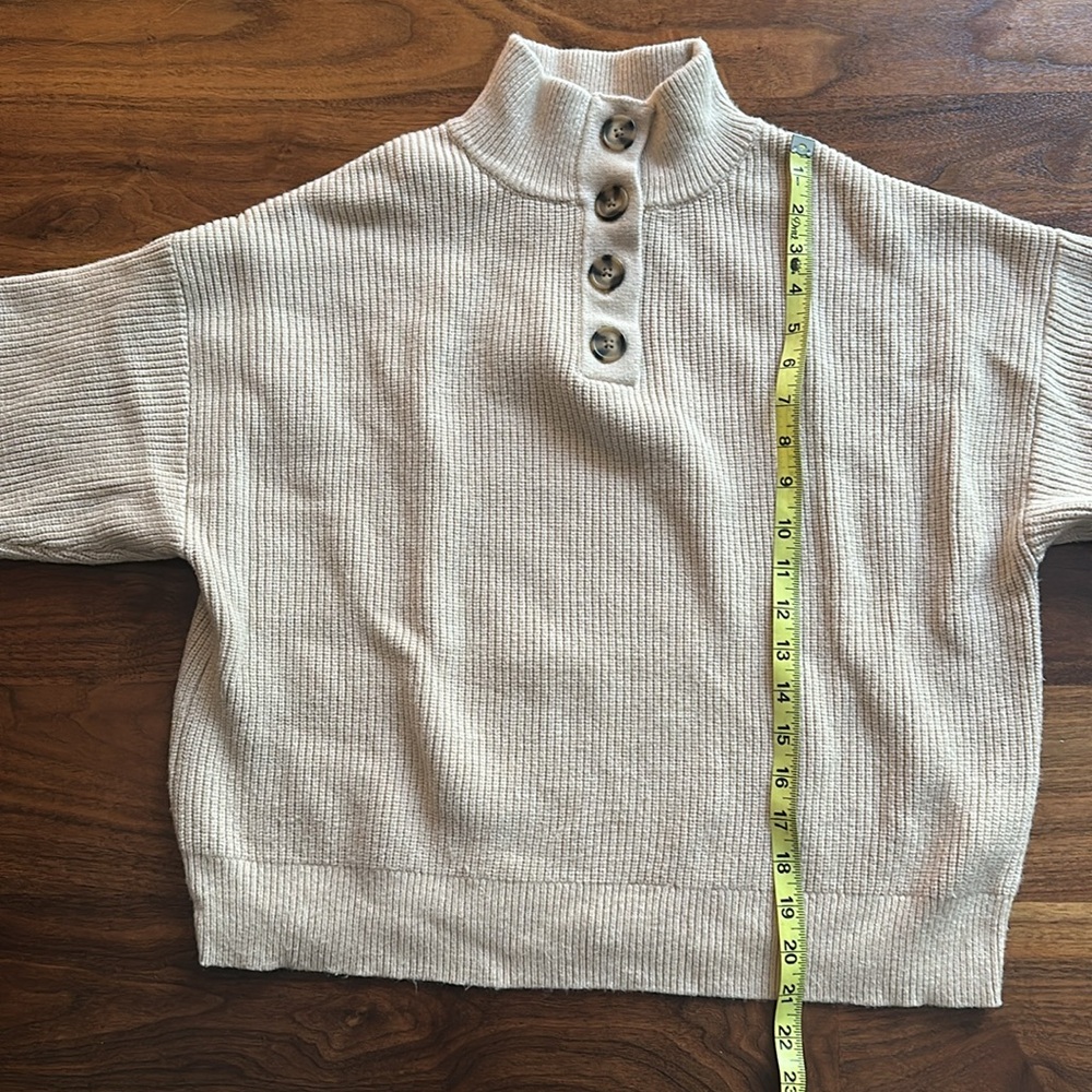 Mango Beige Ribbed Button-Up Sweater - Picture 5 of 6
